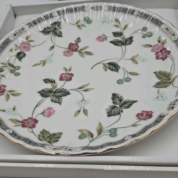 Andrea by Sadek Garden Splendor Cake Plate / Server Serving Set Porcelain 10.5" - Picture 9 of 14